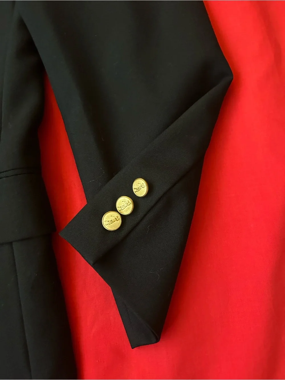 Mens Bobby Jones Wool Black Two-Button Gold-Button Sport Coat